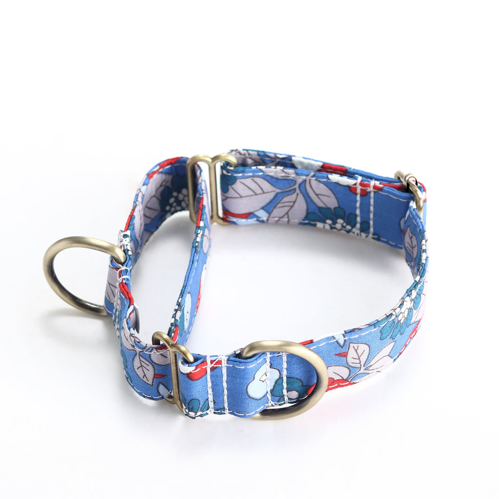 100% Cotton Martingale Dog Collar Brass  Rhododendron main