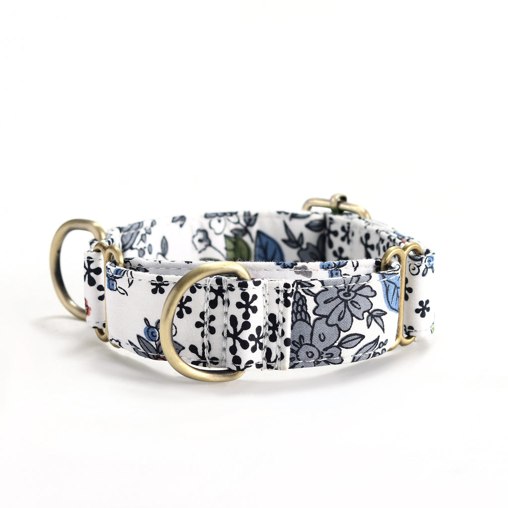 100% Cotton Martingale Dog Collar Brass  Spring Valley front