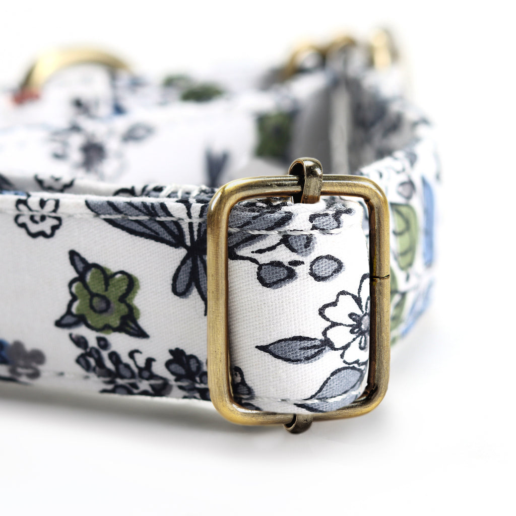 100% Cotton Martingale Dog Collar Brass  Spring Valley hardware