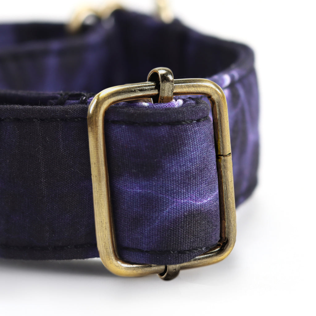 100% Cotton Martingale Dog Collar Brass  Aurora hardware