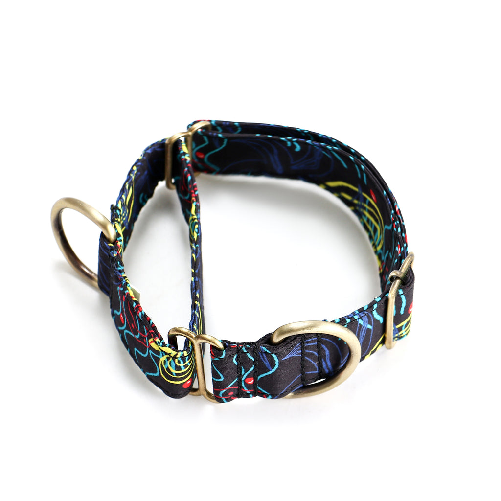 100% Cotton Martingale Dog Collar Brass    Seaside main