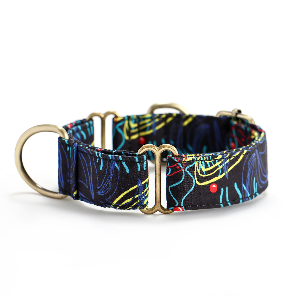 100% Cotton Martingale Dog Collar Brass    Seaside side