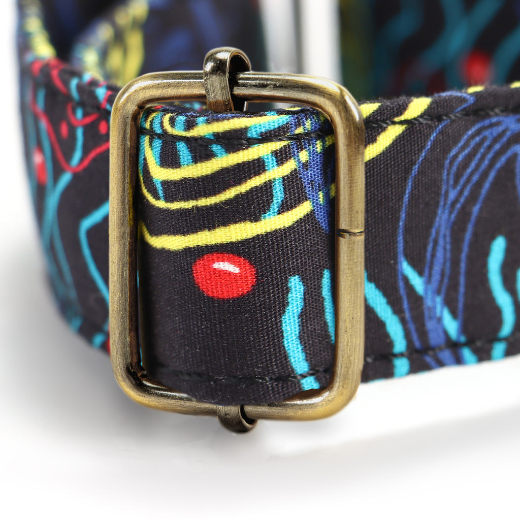 100% Cotton Martingale Dog Collar Brass    Seaside hardware