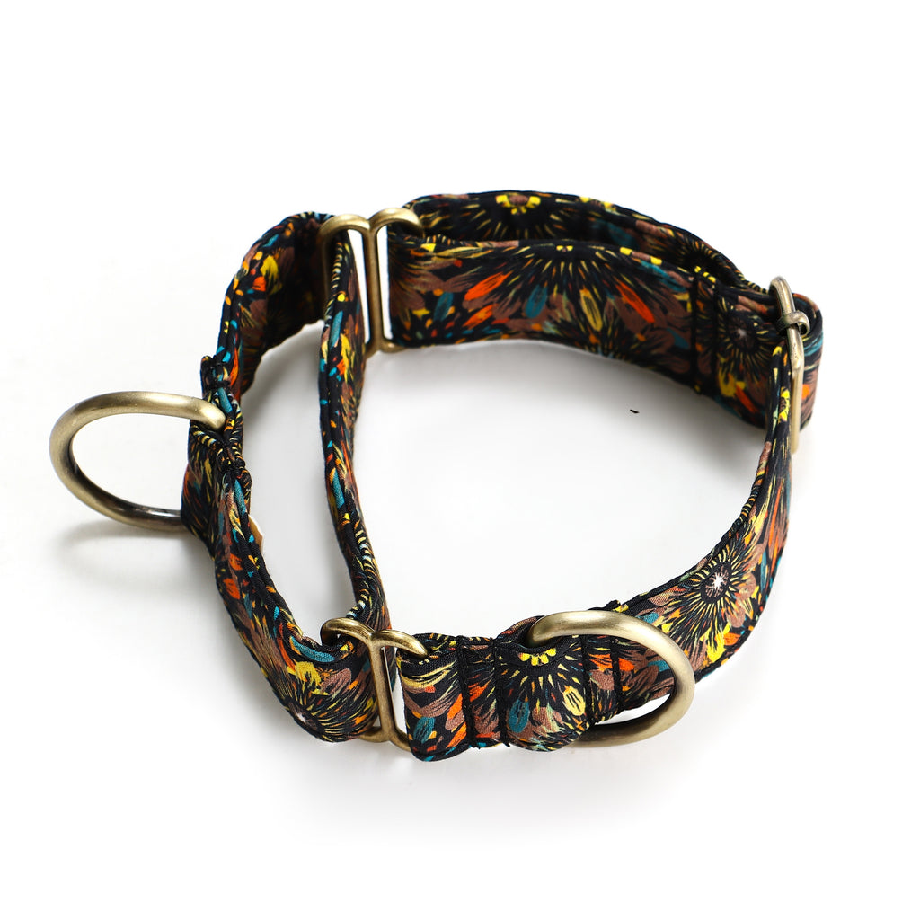 100% Cotton Martingale Dog Collar Brass Sunflowers main