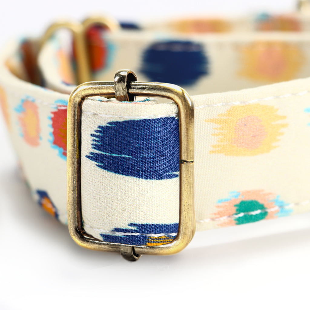 100% Cotton Martingale Dog Collar Brass  Colorful Leopard hardware