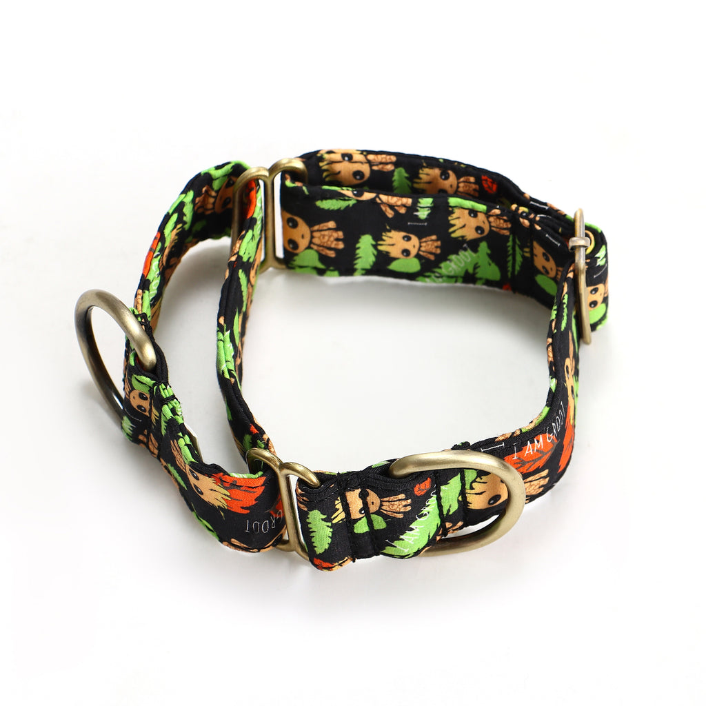100% Cotton Martingale Dog Collar Brass  I am Groot main