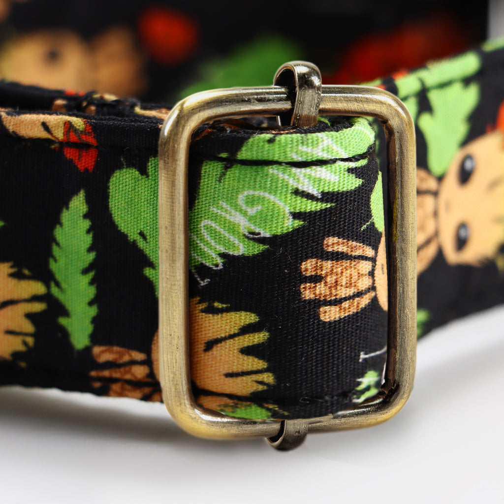 100% Cotton Martingale Dog Collar Brass  I am Groot hardware