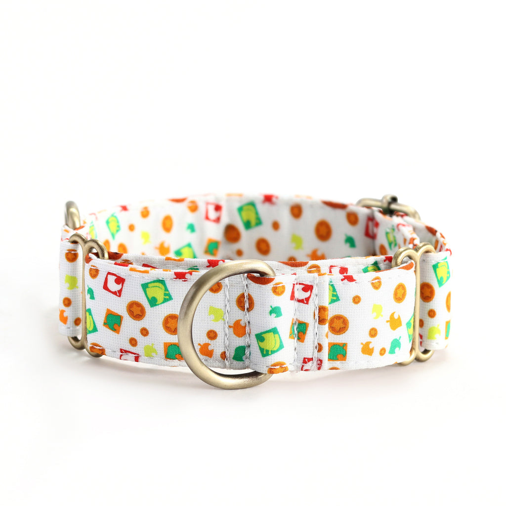 100% Cotton Martingale Dog Collar Brass Tom Nook front