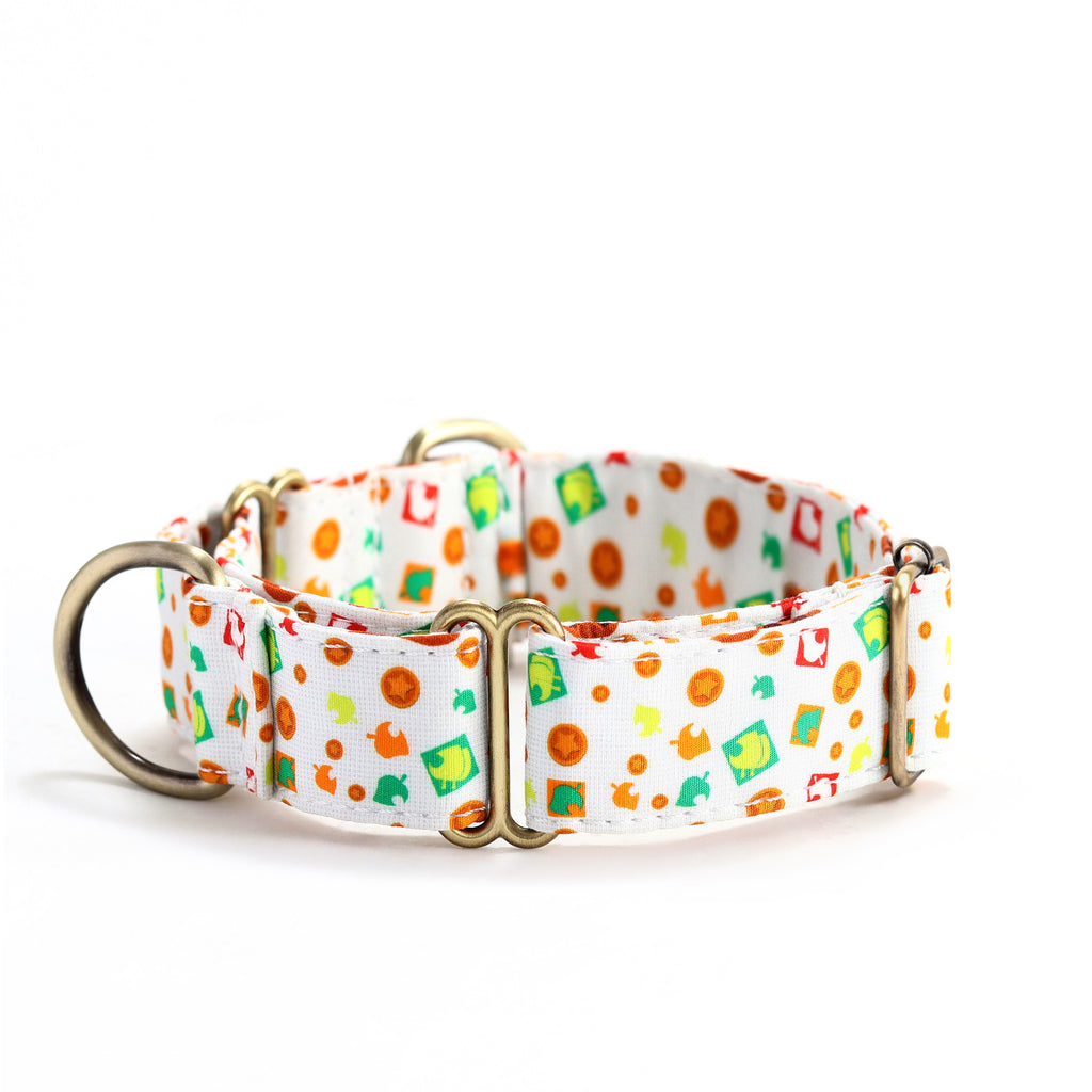 100% Cotton Martingale Dog Collar Brass Tom Nook side