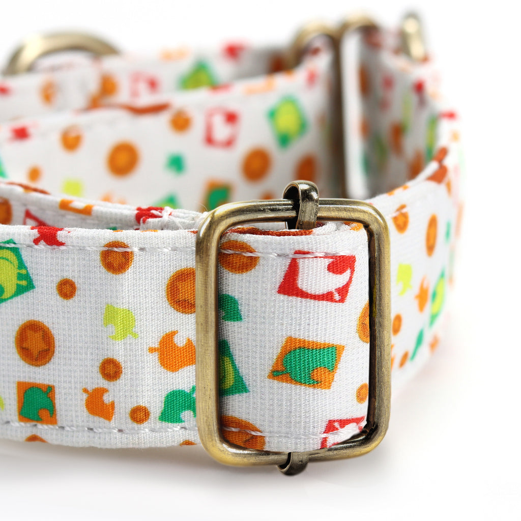 100% Cotton Martingale Dog Collar Brass Tom Nook hardware