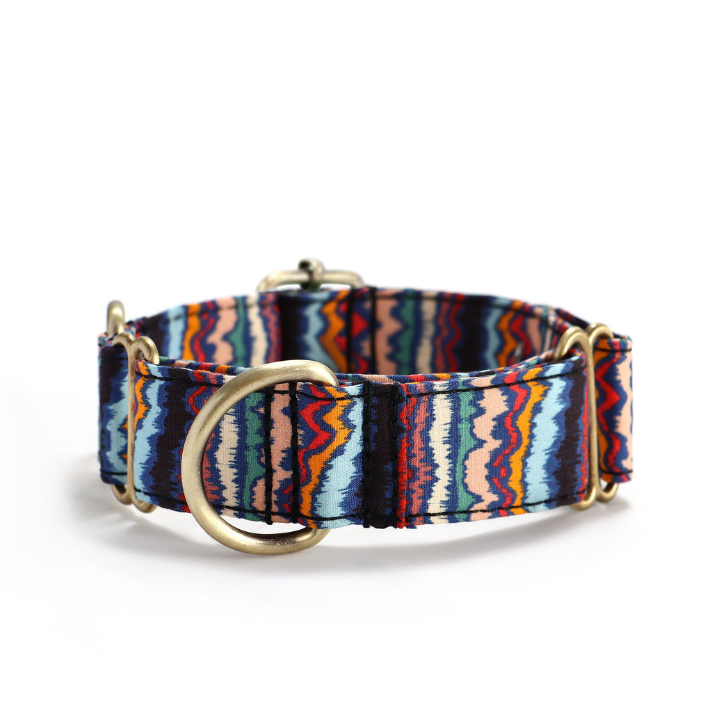 100% Cotton Martingale Dog Collar Brass   Stripes Ethnic front