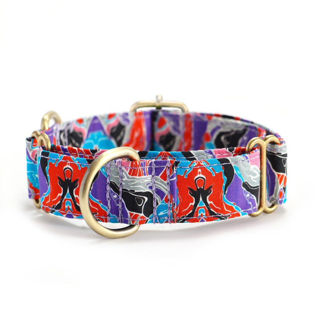 100% Cotton Martingale Dog Collar Brass  Fantasy front