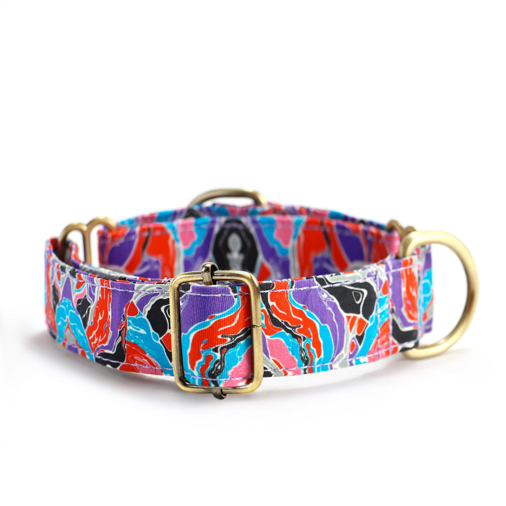 100% Cotton Martingale Dog Collar Brass  Fantasy side