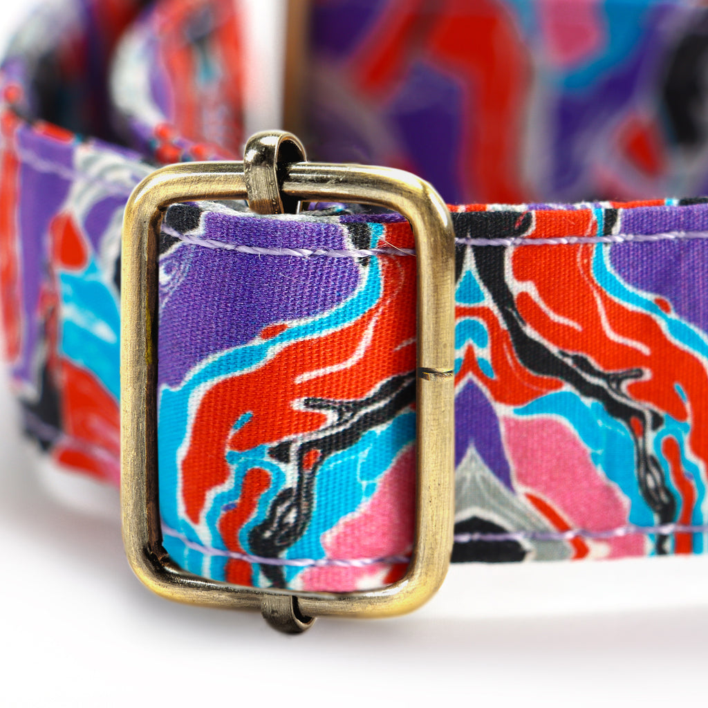 100% Cotton Martingale Dog Collar Brass  Fantasy hardware