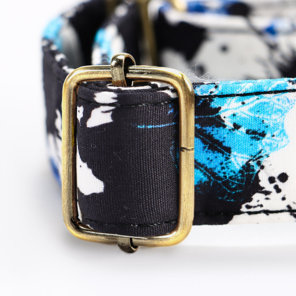 100% Cotton Martingale Dog Collar Brass Lotus hardware