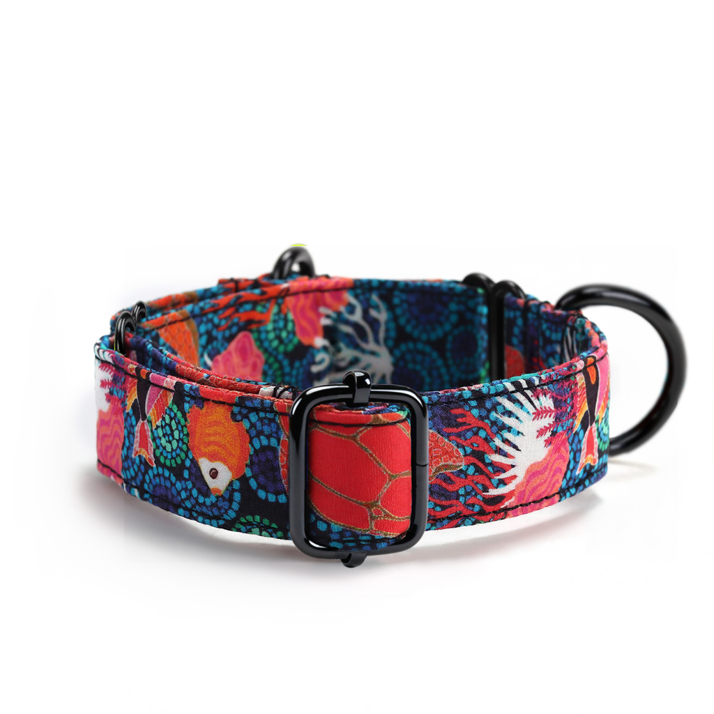 100% Cotton Martingale Dog Collar Black Seaworld side