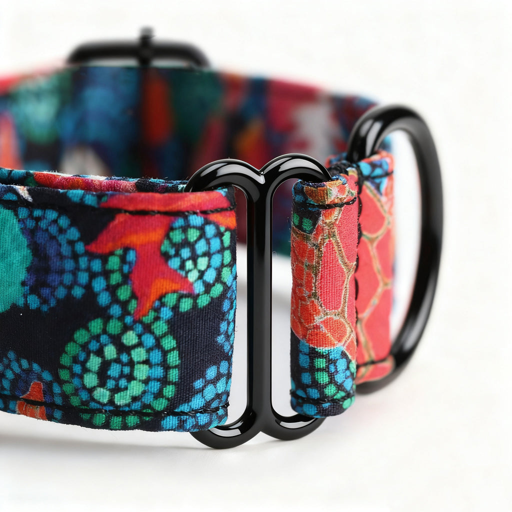 100% Cotton Martingale Dog Collar Black Seaworld detail