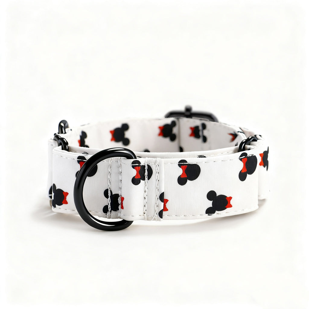 100% Cotton Martingale Dog Collar Black Minnie front