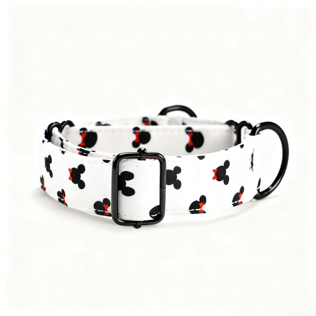 100% Cotton Martingale Dog Collar Black Minnie side