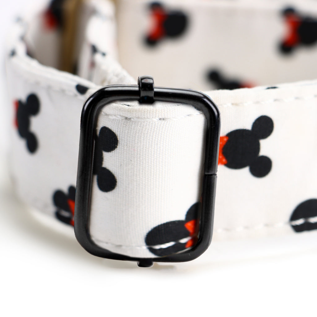 100% Cotton Martingale Dog Collar Black Minnie hardware
