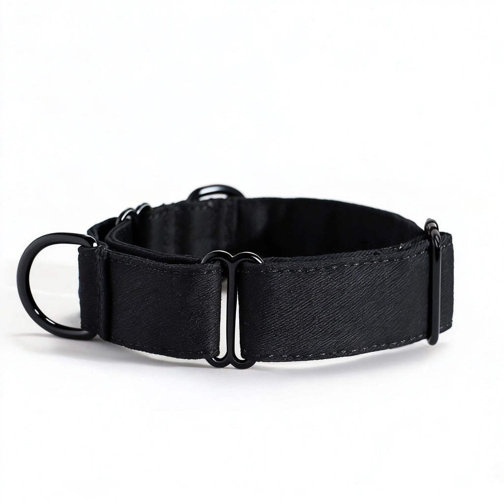 100% Cotton Martingale Dog Collar Black front