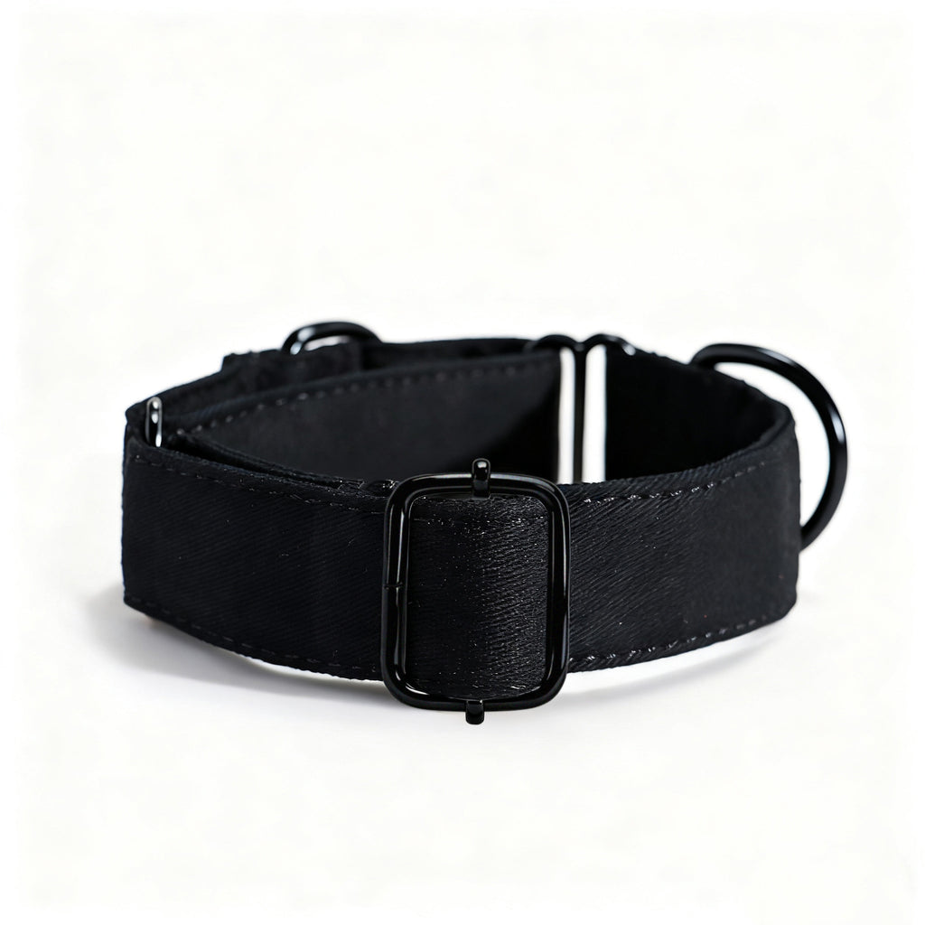 100% Cotton Martingale Dog Collar Black side