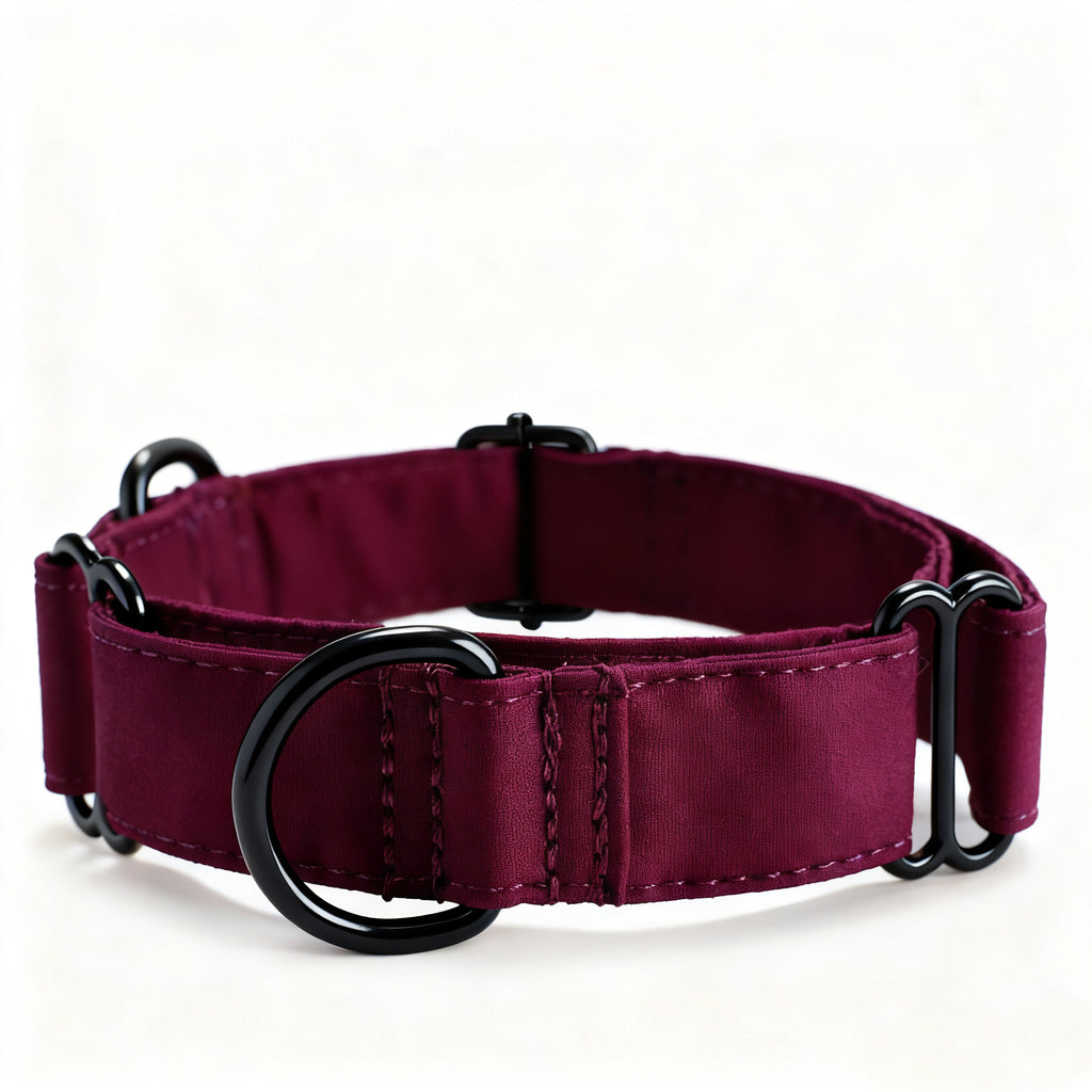 100% Cotton Martingale Dog Collar Wine front