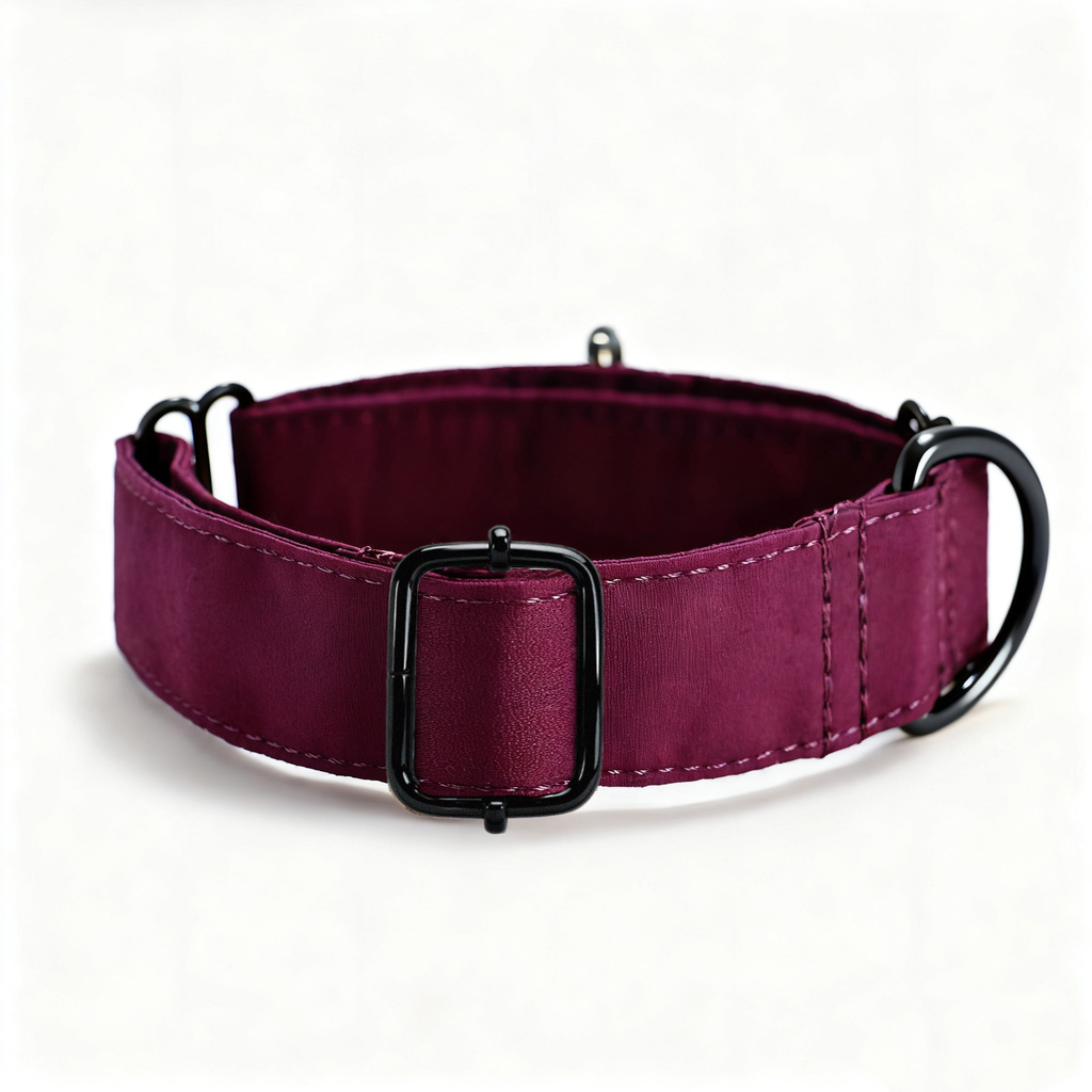 100% Cotton Martingale Dog Collar Wine side