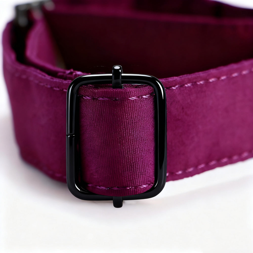 100% Cotton Martingale Dog Collar Wine hardware