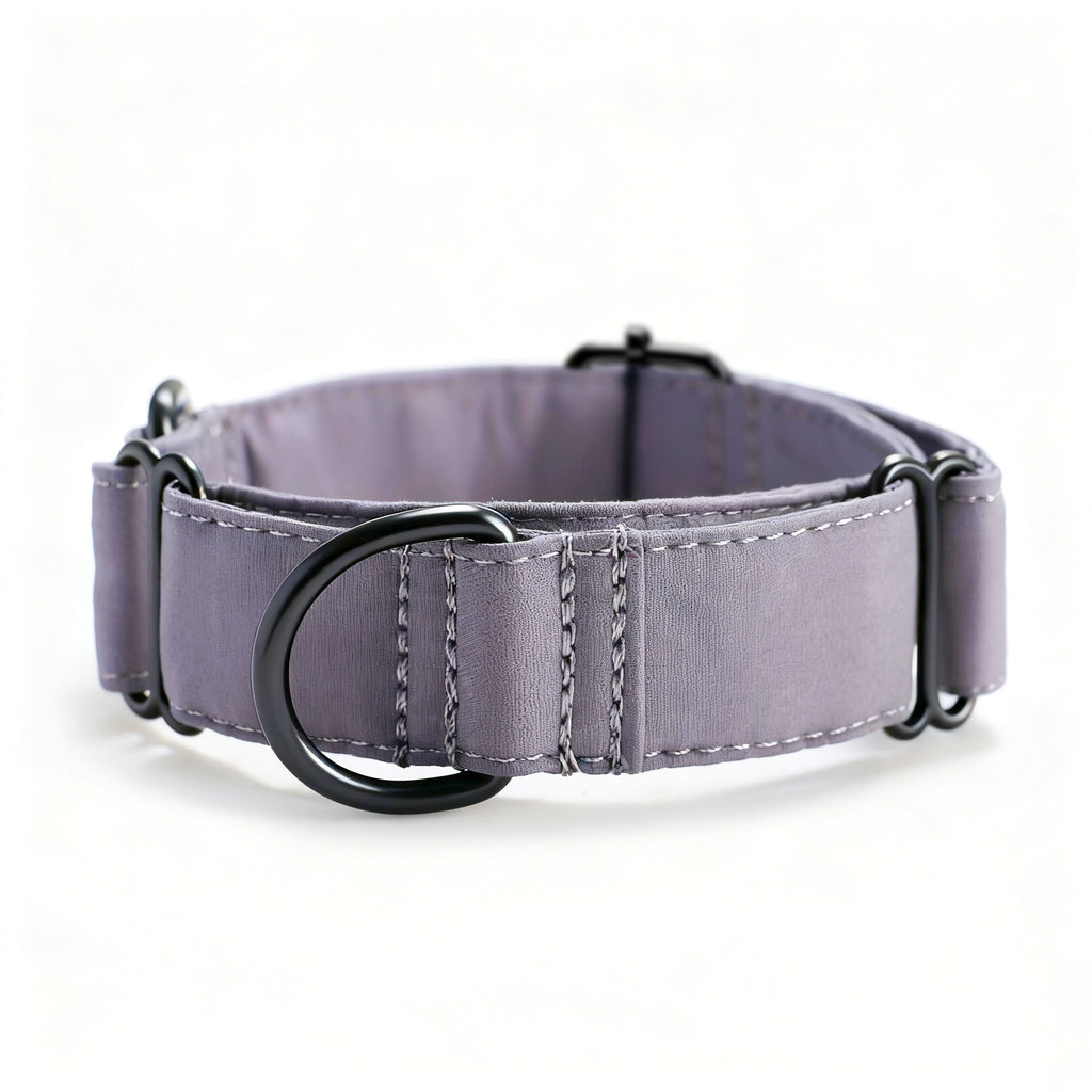 100% Cotton Martingale Dog Collar Light Grey front