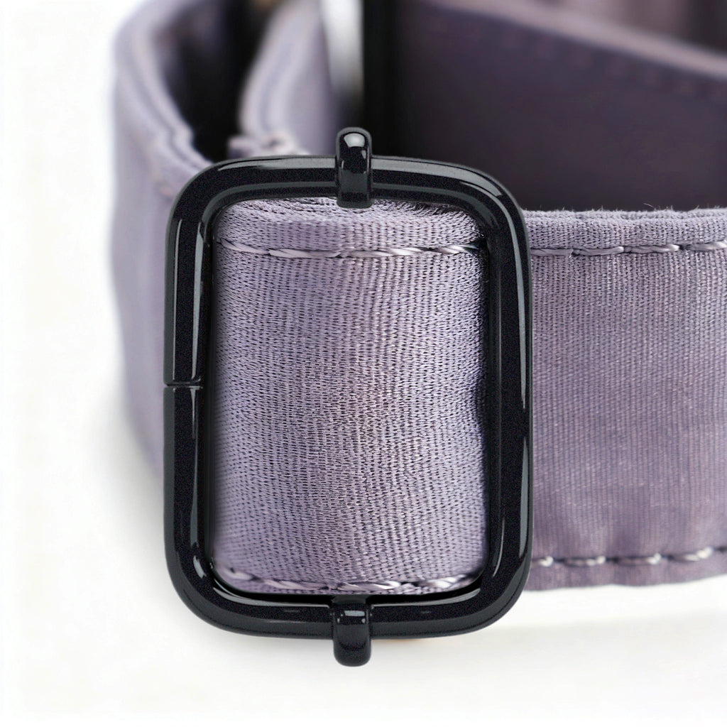 100% Cotton Martingale Dog Collar Light Grey hardware