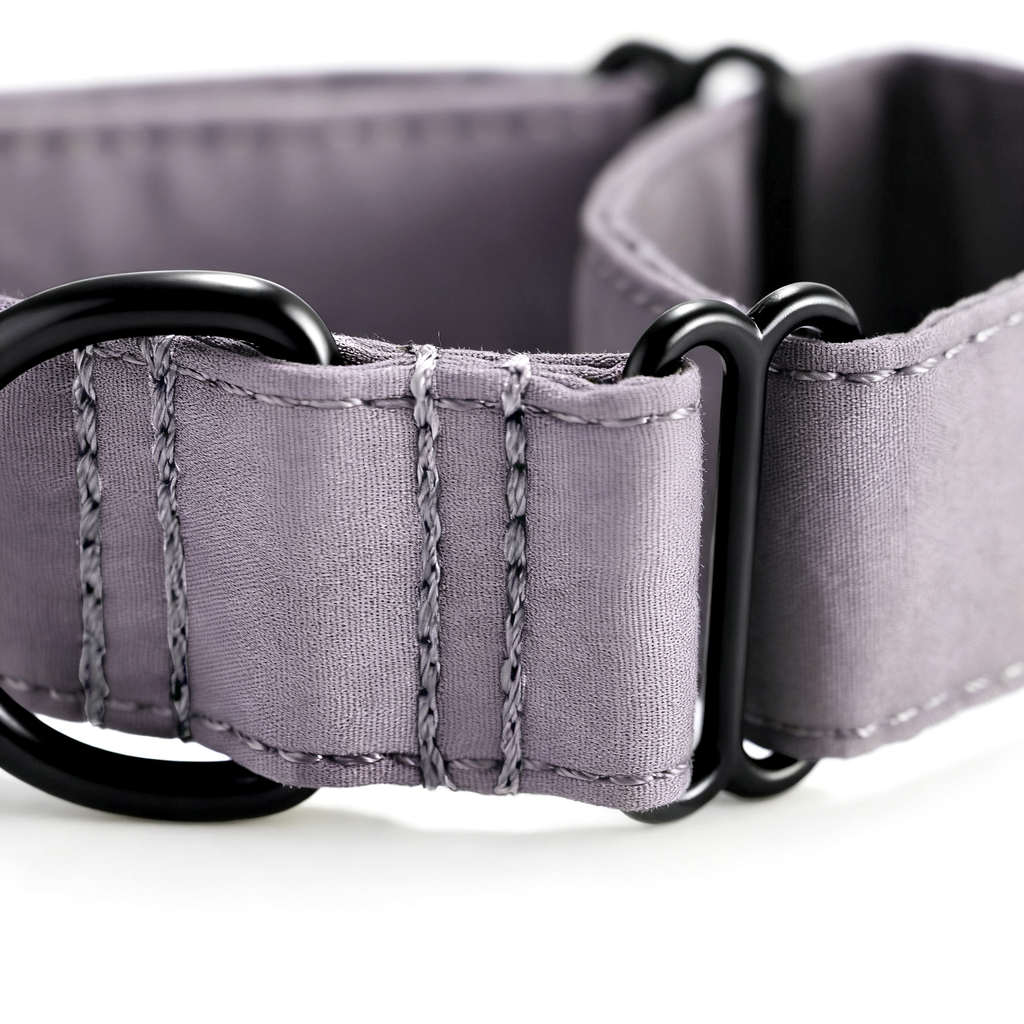 100% Cotton Martingale Dog Collar Light Grey detail