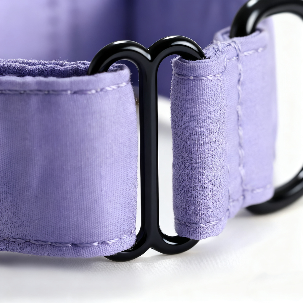 100% Cotton Martingale Dog Collar Lavender detail