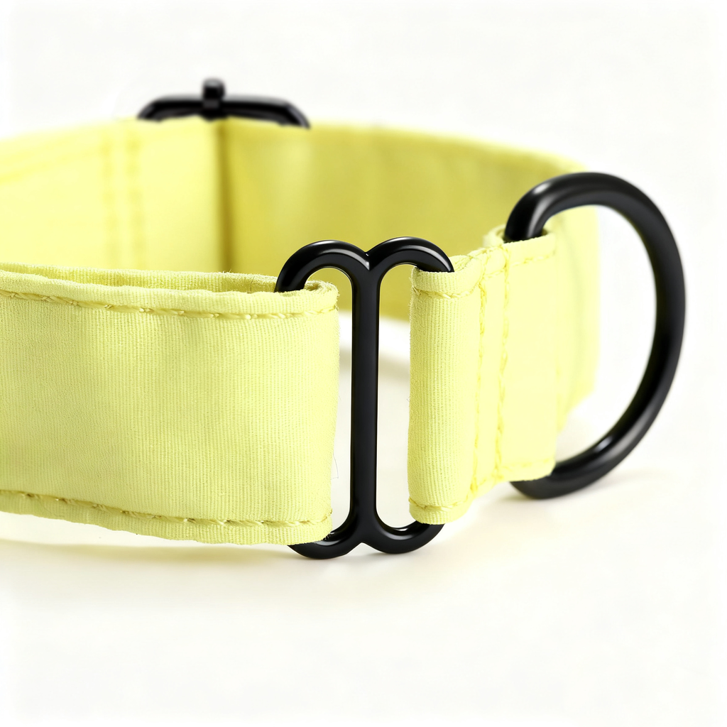 100% Cotton Martingale Dog Collar  Lemon detail