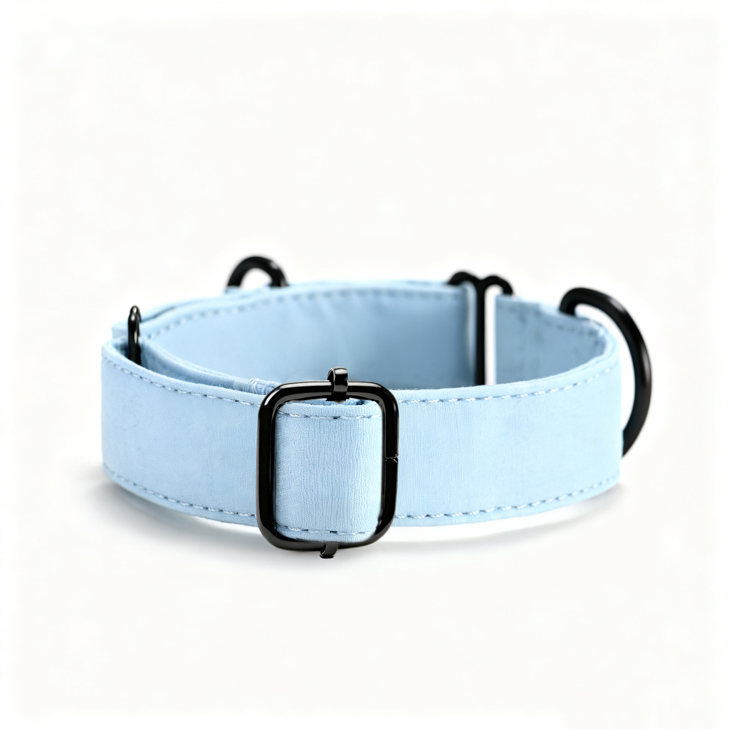 100% Cotton Martingale Dog Collar Blue side