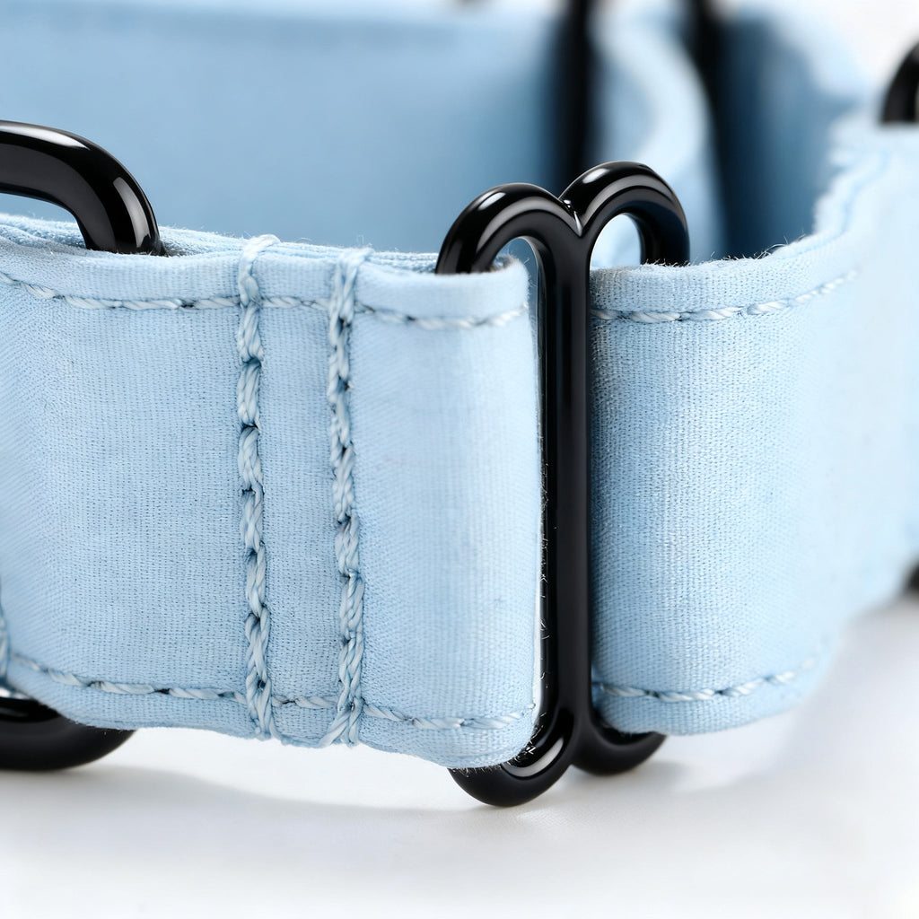 100% Cotton Martingale Dog Collar Blue detail