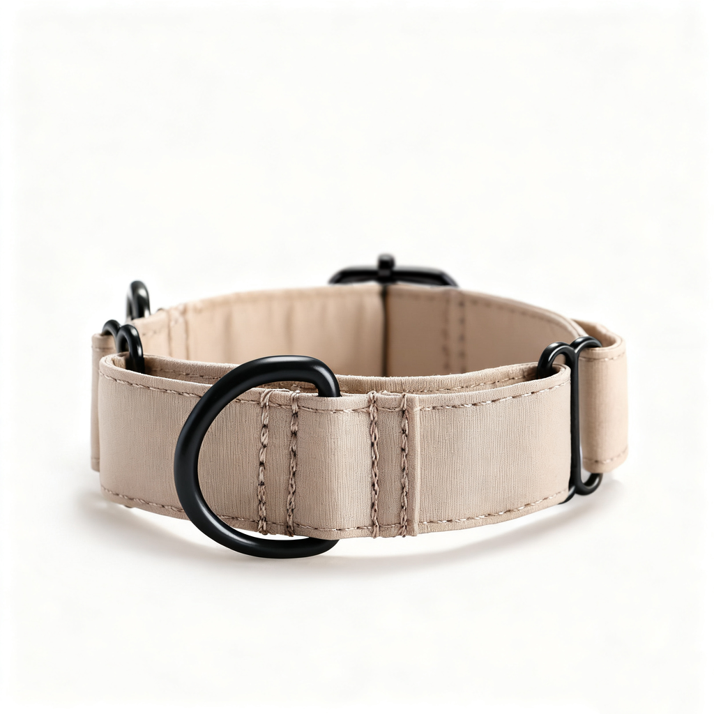 100% Cotton Martingale Dog Collar Beige front