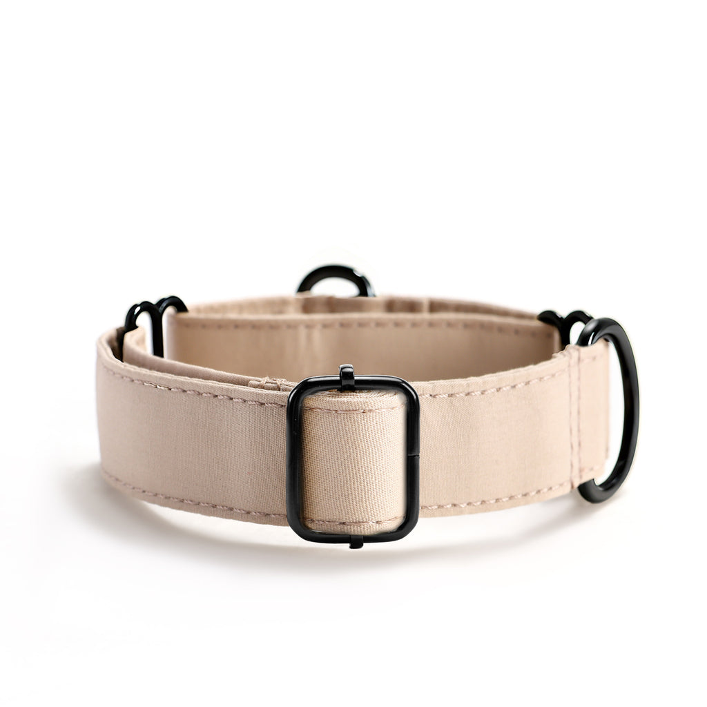 100% Cotton Martingale Dog Collar Beige side