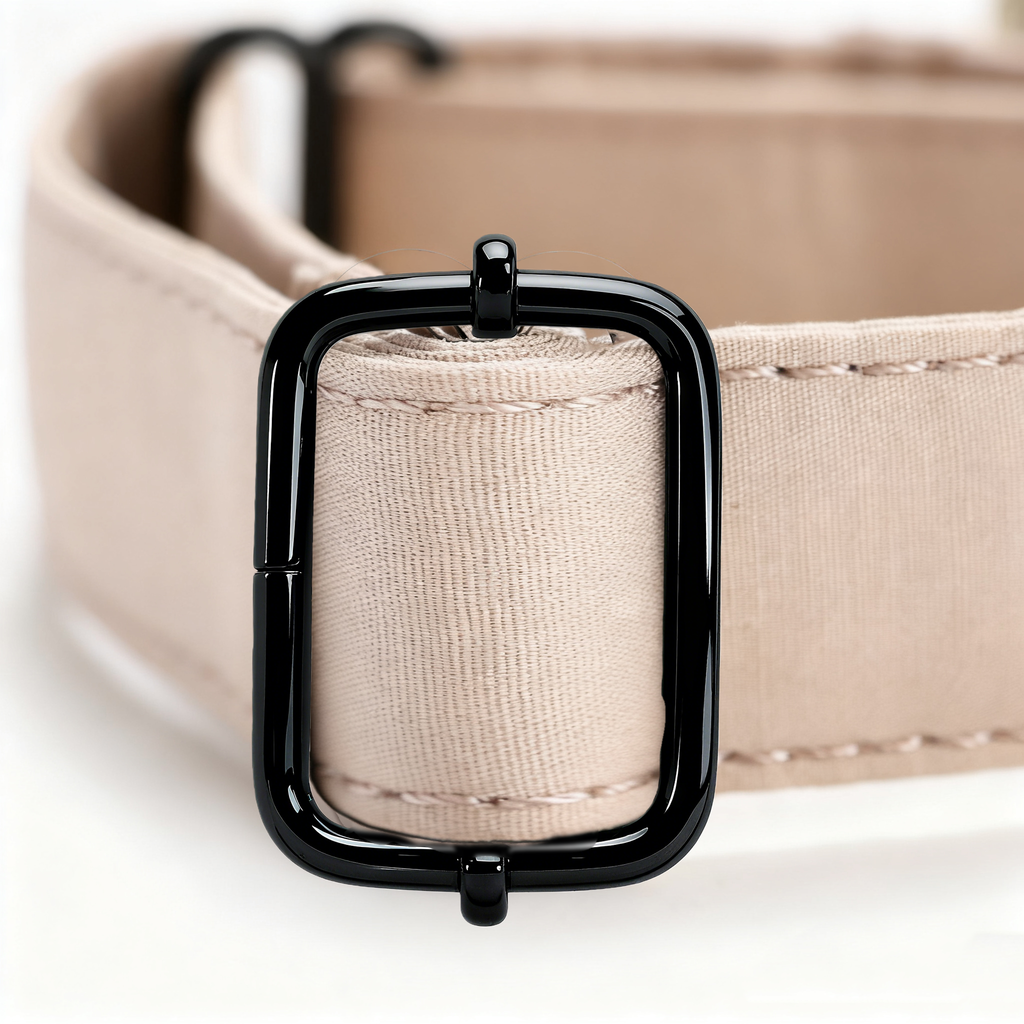 100% Cotton Martingale Dog Collar Beige hardware