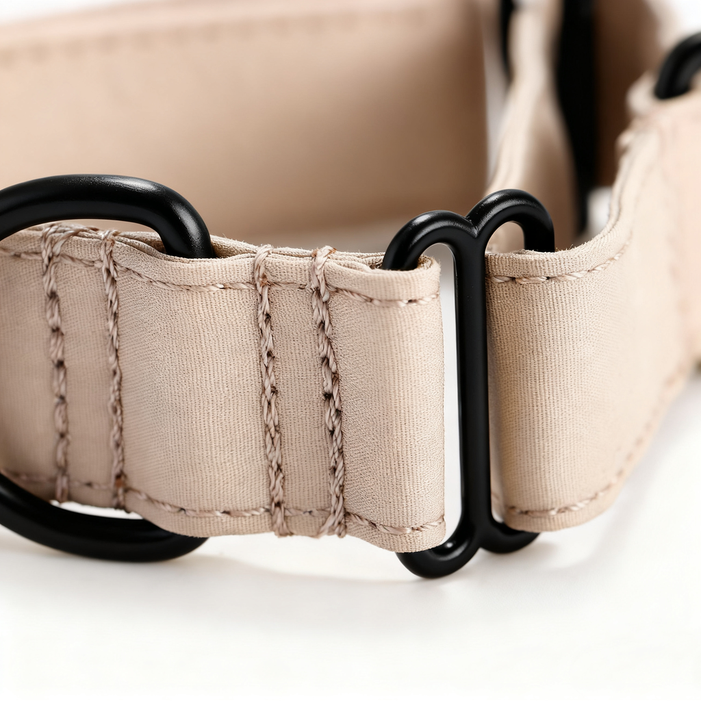 100% Cotton Martingale Dog Collar Beige detail