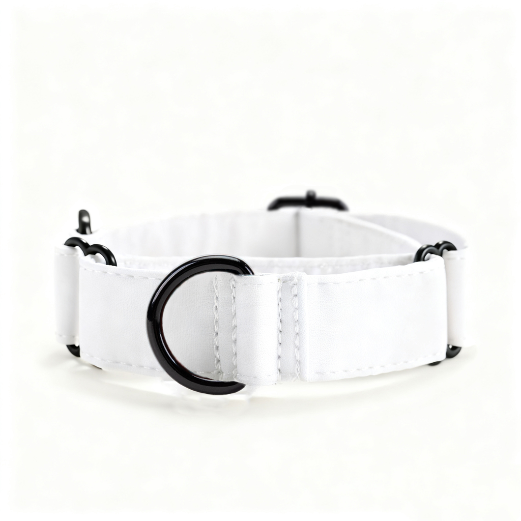 100% Cotton Martingale Dog Collar White front