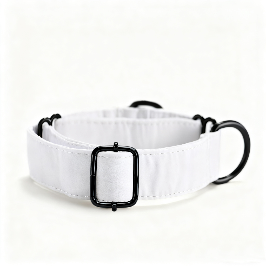 100% Cotton Martingale Dog Collar White side