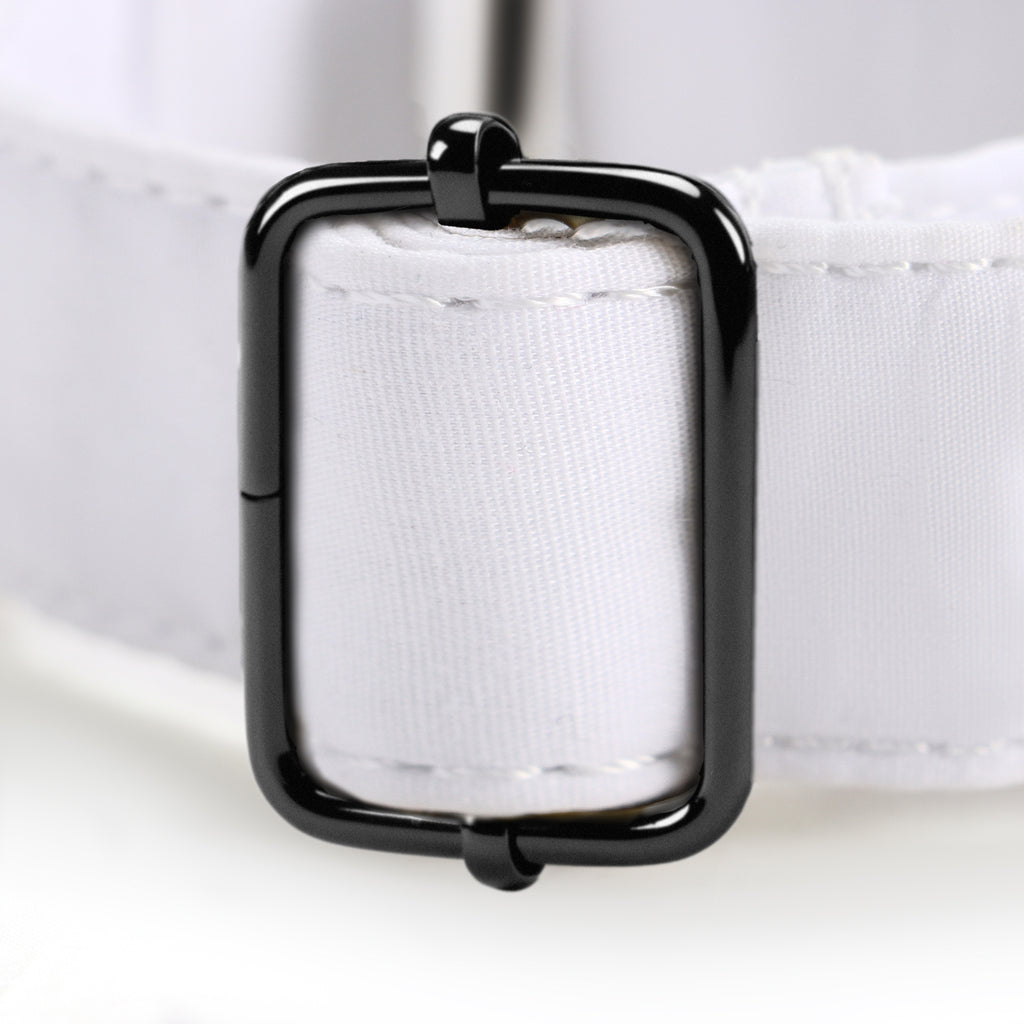 100% Cotton Martingale Dog Collar White hardware