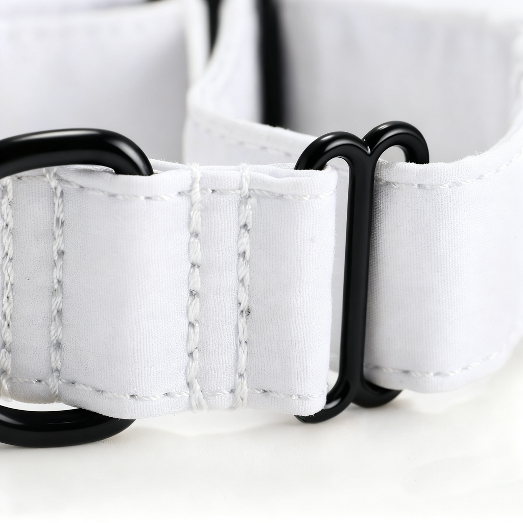 100% Cotton Martingale Dog Collar White detail