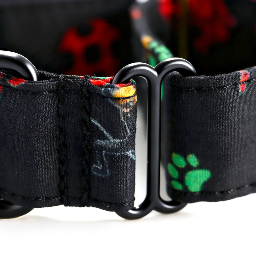 100% Cotton Martingale Dog Collar Black Miraculous Ladybug and Cat Noir detail