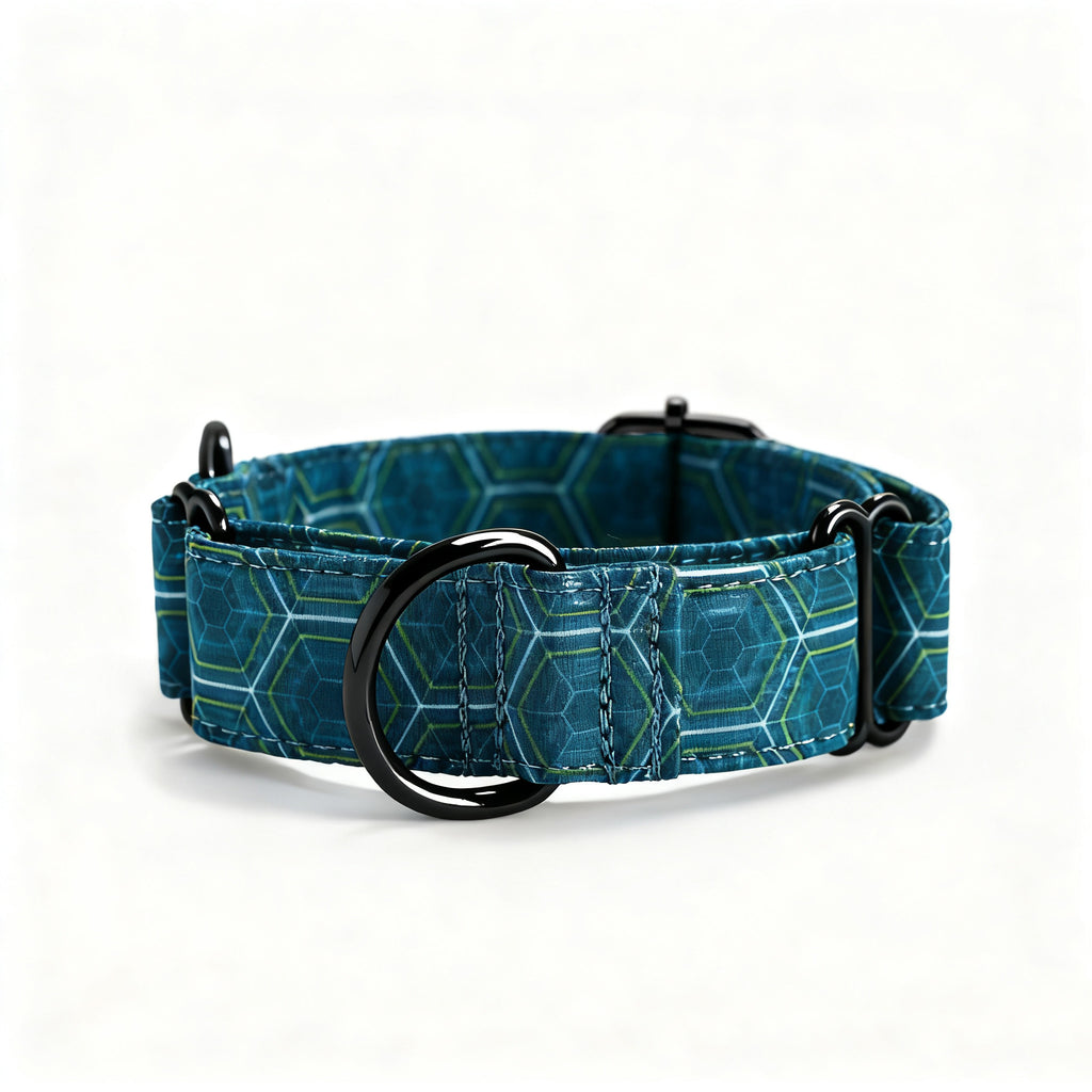 100% Cotton Martingale Dog Collar Black Honeycomb front