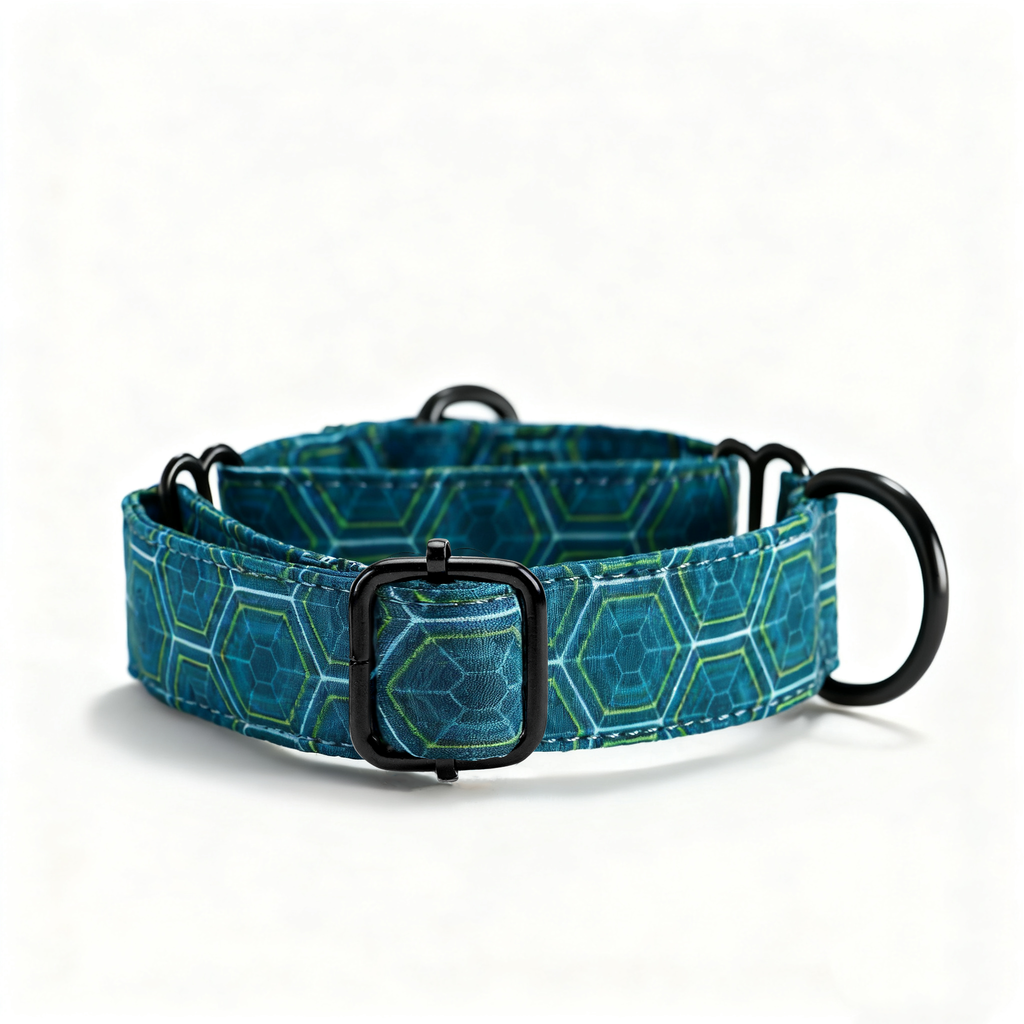 100% Cotton Martingale Dog Collar Black Honeycomb side