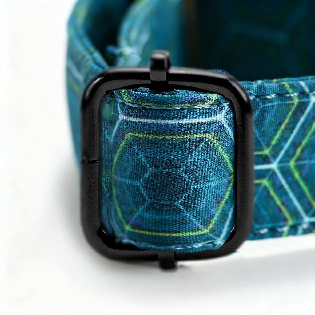 100% Cotton Martingale Dog Collar Black Honeycomb hardware