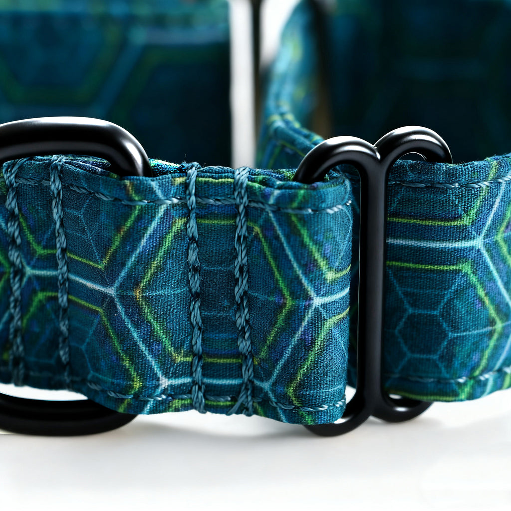 100% Cotton Martingale Dog Collar Black Honeycomb detail