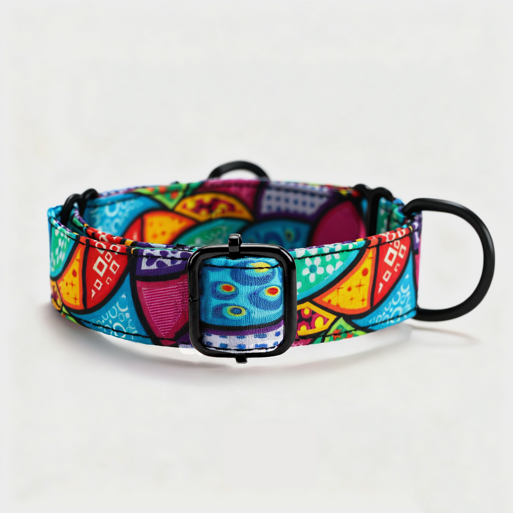 100% Cotton Martingale Dog Collar Black Dream Fantasy side